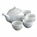 Joyce Chen 5 Piece Stoneware side handle Teapot Set matte white 