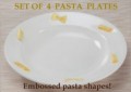 Set of 4 Pasta Shapes Embossed Plates