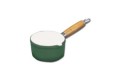 Chasseur Enamel Cast Iron Sauce Pan With A Beautiful Wooden Handle Green