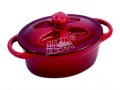 Mini Cocotte oval with lid made in Italy red