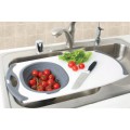 Over the Sink Strainer Board with Silicone Strainer colander
